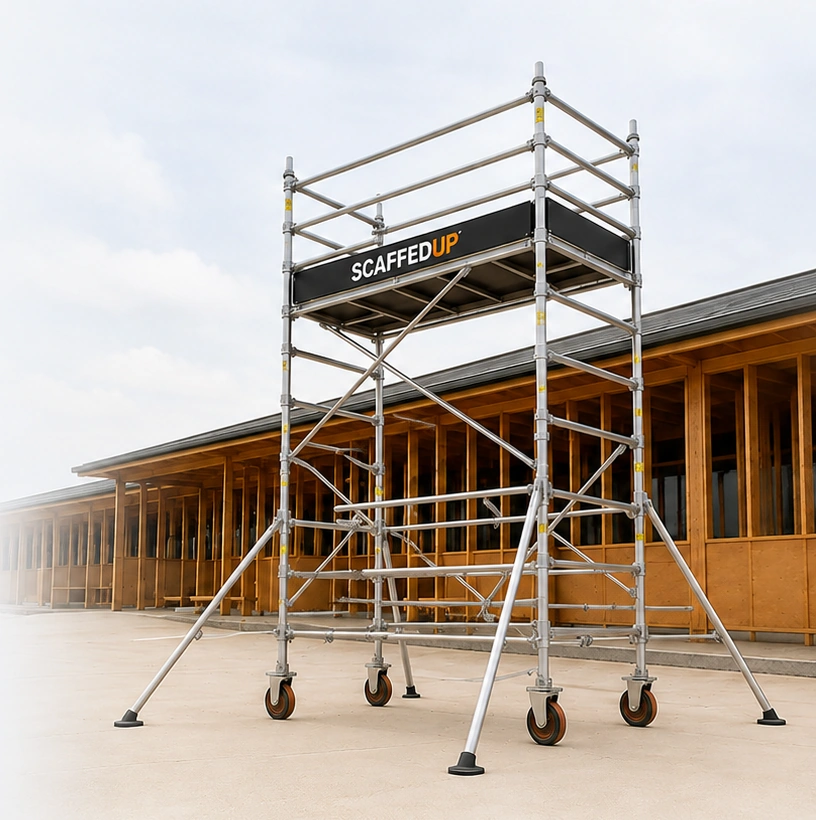 Aluminium mobile scaffold tower on an Auckland construction site